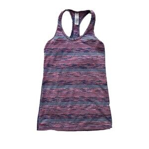 Lululemon Ivivva Girls Size 12 Athletic Striped Racer Back Tank Top, EUC